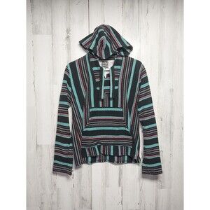 Original Senor Lopez Hoodie Sweater Size M Black Pink Teal Baja Beach
